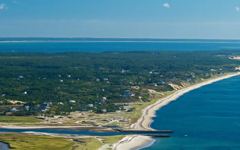 Aerial view of the Cape Cod shoreline