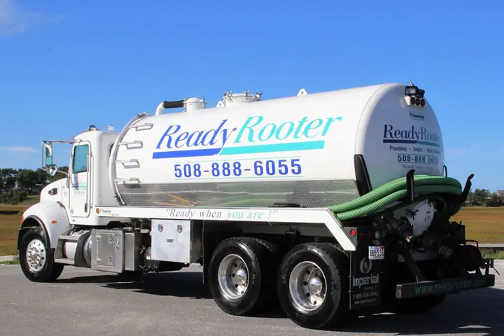 Ready Rooter septic truck on a Cape Cod road