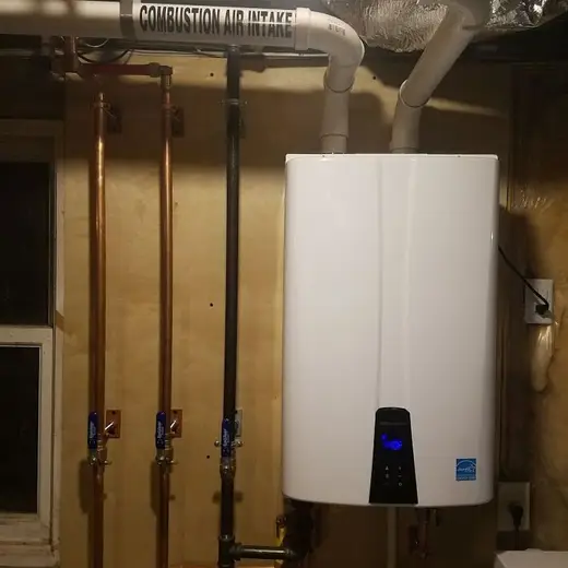 Natural gas tankless water heater installation